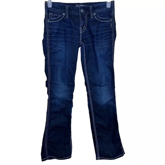 Silver Jeans Women’s 26  Frances 18” Accent Stitching Dark Wash - Picture 1 of 5